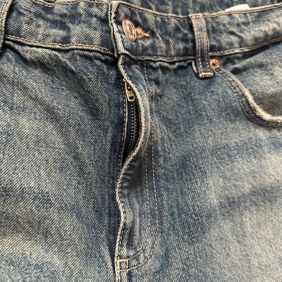 ZARA Mid Rise Wide Leg Full Length Loose Fit Medium Blue No Stretch Denim Jeans - Picture 8 of 12